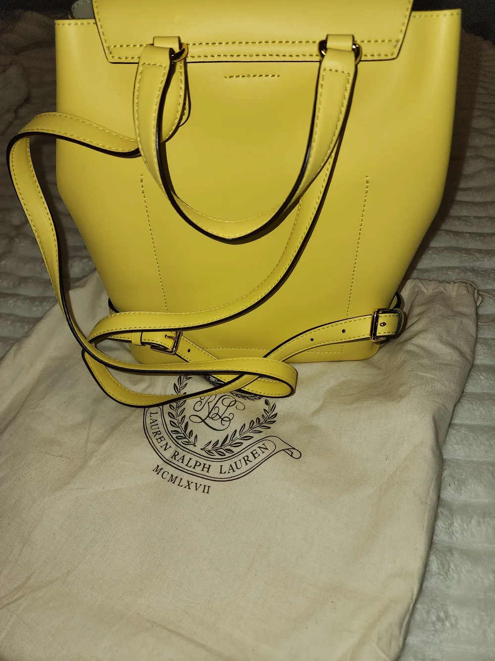 Lauren Ralph Lauren Yellow Leather Backpack Crossbody